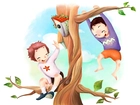 Dzieci, Drzewo, Zabawa