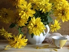 Żółte, Kwiaty, Wazon