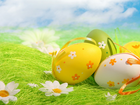 Wielkanocne, Jajeczka, Kwiatki, Zielona, Trawa