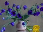 Niebieskie, Kwiaty, Żółty, Tulipan