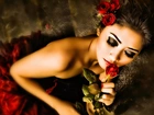 Kobieta, Czerwona, Róża