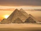 Piramidy, Pustynia, Zachód, Słońca