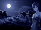 Kobieta, Chmury, Księżyc