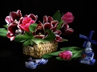 Kosz, Tulipany, Porcelana