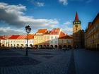 Rynek, Plac, Kamienice, Niebo, Cień, Wieża