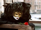 Kobieta, Maska, Róża