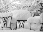 Zima, Stolik, Krzesła, Śnieg
