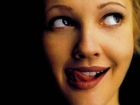 duże, oczy, język, Drew Barrymore