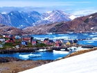Góry, Kolorowe, Domy, Miasteczko, Grenlandia