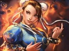 Kobieta, Chun-Li, Street Fighter, Twarz, Ogień