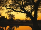 Kambodża, Budowle, Drzewo, Jezioro