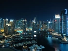 Miasto, Nocą, Port, Jachty, Dubaj