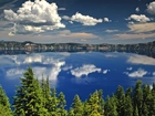 Oregon, Jezioro, Drzewa, Chmury