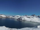 Jezioro, Śnieg, Zaspy, Góry