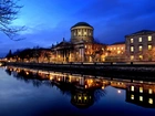 Budynek, Sądu, Dublin, Irlandia, Noc