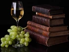Stare, Książki, Winogrona, Wino