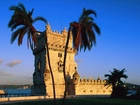 Wieża, Portugalia, Palmy, Woda