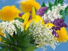 Kwiaty, Bukiet, Liście