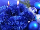 Niebieskie, Bombki, Łańcuchy, Świeczki, Boże, Narodzenie