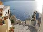 Santorini, Grecja, Schody, Morze