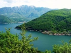 Lago Di Lugano, Szwajcaria, Woda, Drzewa, Góry