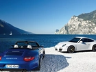 Niebieski, Biały, Porsche Carrera GT