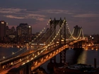 Nowy, York, Most, Brooklyn, Panorama, Miasta, Noc