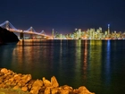 Panorama, Miasta, Most, Noc, Światła