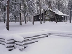 Las, Drewniany, Dom, Pokryte, Śniegiem