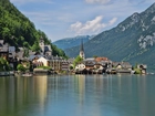 Jezioro, Góry, Zabudowanie, Hallstatt, Austria