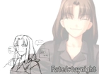 Fate Stay Night, dziewczyna, szkic, napisy