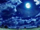 Piękne, Chmury, Noc, Księżyc