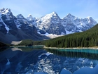 Jezioro, Morenowe, Góry, Las, Odbicie, Kanada