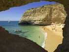 Plaża, Łódki, Algarve, Portugalia