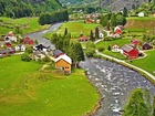 Rzeka, Łąki, Domy, Norwegia
