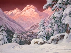 Góry, Drzewa, Śnieg, Zima, Alois Arnegger