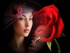 Kobieta, Czerwona, Róża