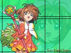 Cardcaptor Sakura, kobieta, kij, twarz, napis