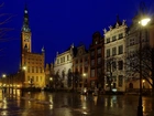 Miasto, Nocą, Gdańsk, Polska