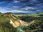 Park, Narodowy, Yellowstone, Rzeka, Góry