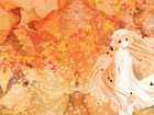 Chobits, liście, dziewczyna, jesień