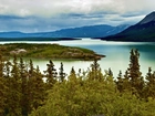 Rzeka, Drzewa, Góry, Yukon, Kanada