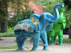 Niebieski, Zielony, Słoń, Rzeźba