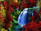 Kolorowe, Barwy, Jesieni, Rzeka, Wodospad