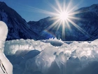 Zima, Góry, Słońce, Lód