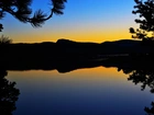 Jezioro, Góry, Gałęzie, Zachód Słońca, Loon, Kalifornia