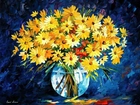 Obraz, Reprodukcja, Żółte, Kwiaty, Bukiet, Leonid Afremov