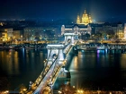 Rzeka, Most, Panorama, Miasta, Noc, Budapeszt, Dunaj, Węgry