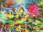 Domek, Ogród, Kwiaty, Nicky Boehme