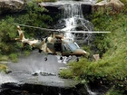 Wodospad, Skały, Helikopter